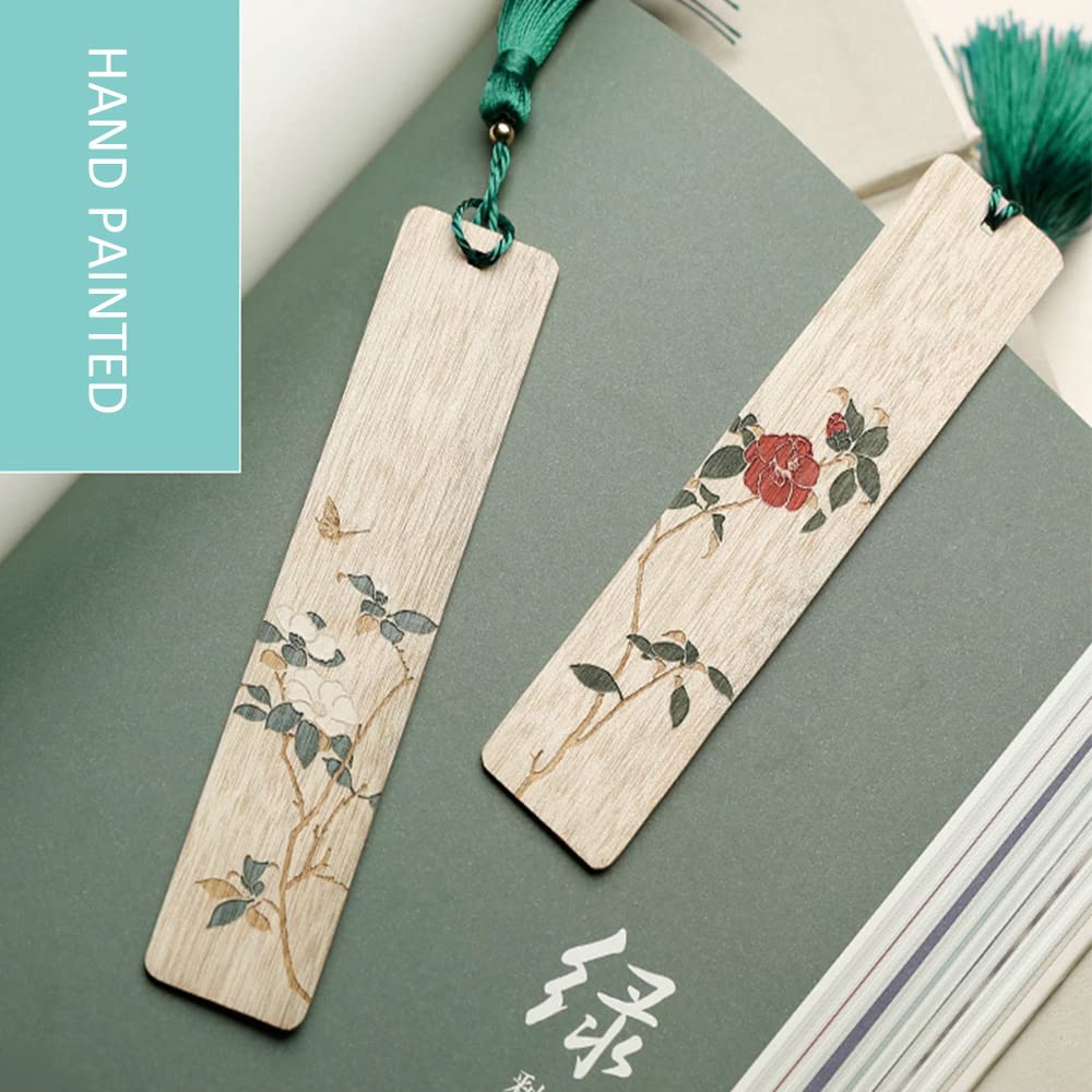 Handbemalte Mahagoni-Lesezeichen Set Einfach Und Exquisite Hölzerne Klassische Chinesische Style-Lesezeichen Literarischer Und Alter Stil Geschenk