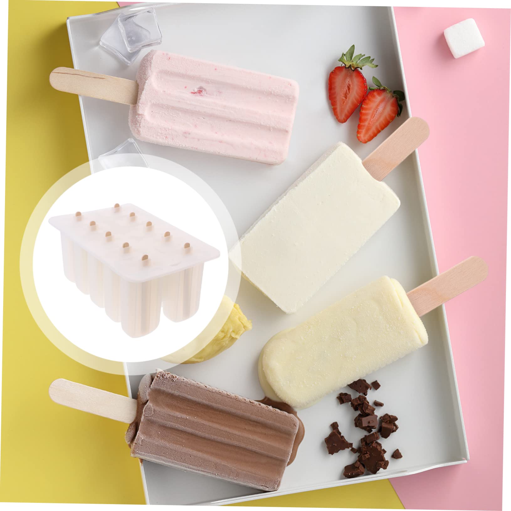 Moule à Glaces DIY en Silicone, Lot de 10 avec Bâtonnets