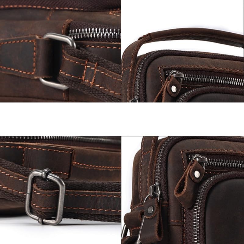 Retro Genuine Leather Men's Single Shoulder Bag Casual Crossbody for Daily Use