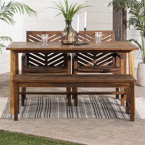 Walker Edison Azow60Vin4Pcsdb Avalon Modern 4-Piece Solid Acacia Wood Outdoor Dining Set, Dark Brown #TOP2