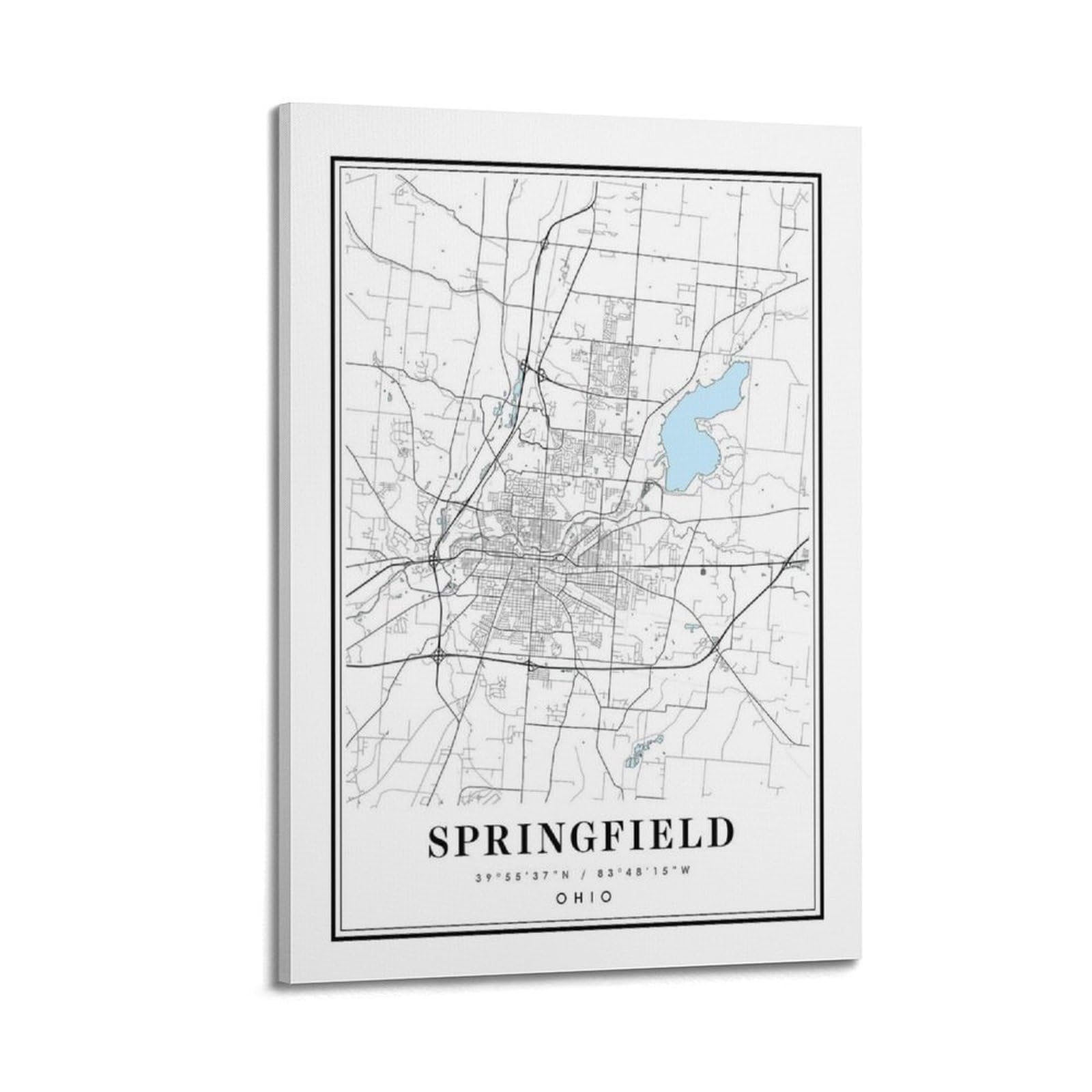 xiaoxiaoshen Springfield Ohio Map Canvas Poster Wall Art Prints Room Aesthetic Murals Bedroom And Living Decorations 20x30inch(50x75cm)
