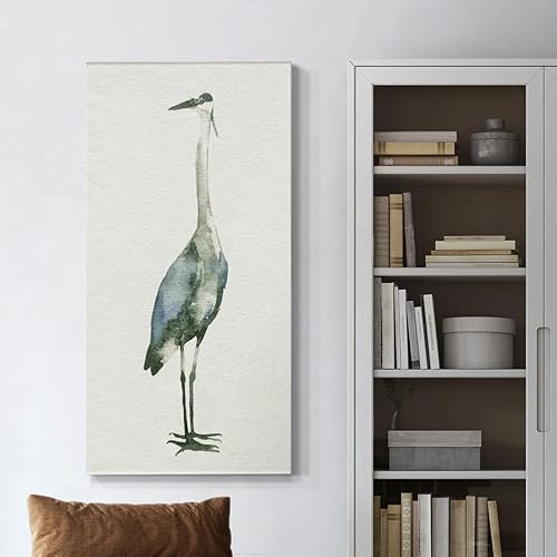 Miniatura 5 de Renditions Gallery Lienzo de naturaleza para pared, decoración moderna, pinturas de garza azul oscuro, glamour, abstracto, romántico, pájaro,