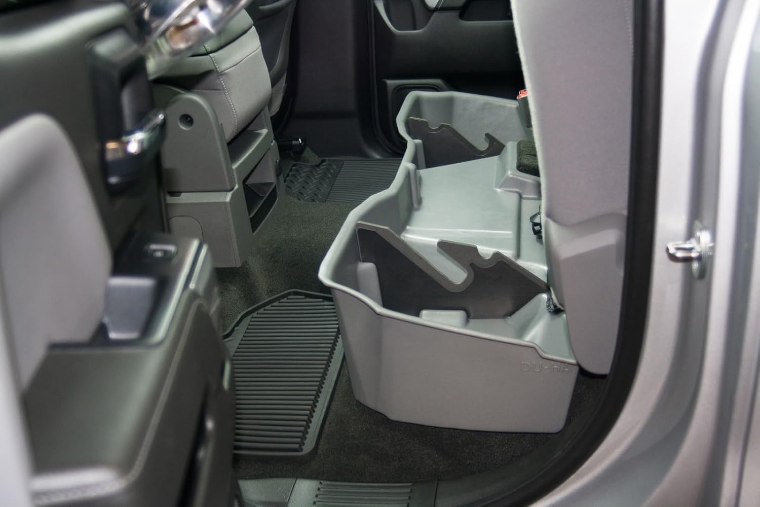 DU-HA DuHa 10304 Under Seat Storage fits 2014-2019 Chevy Silverado/GMC Sierra Double Cab Classic Style Body |Black Heavy-Duty Back Seat Organizer | Includes Dividers