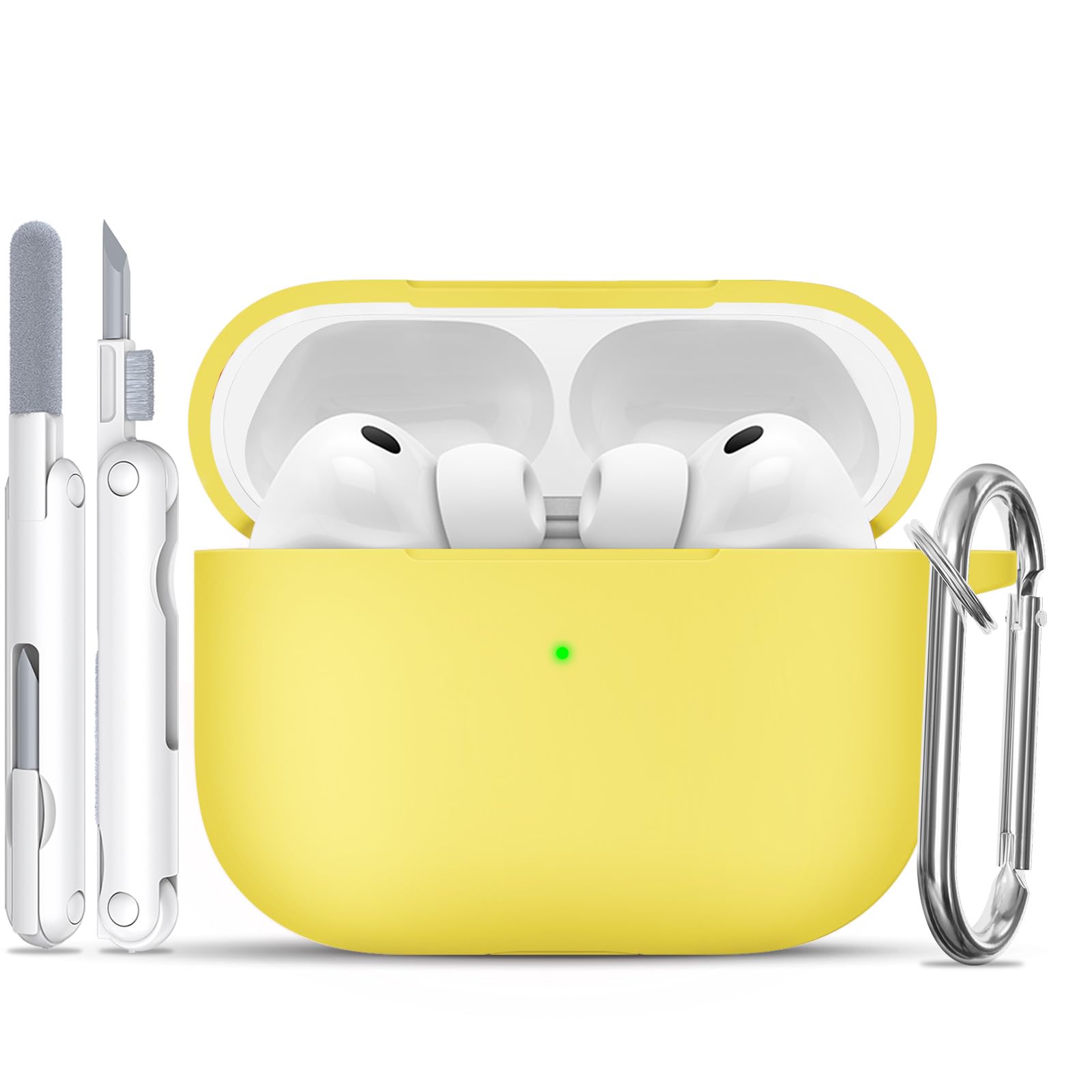 TNSNK für AirPods Pro 3 Hülle (2025), Silikon Stoßfeste Schutzhülle mit Clean Kit & Keychain, Support Wireless Charging - für AirPods Pro 3 (2025), Yellow