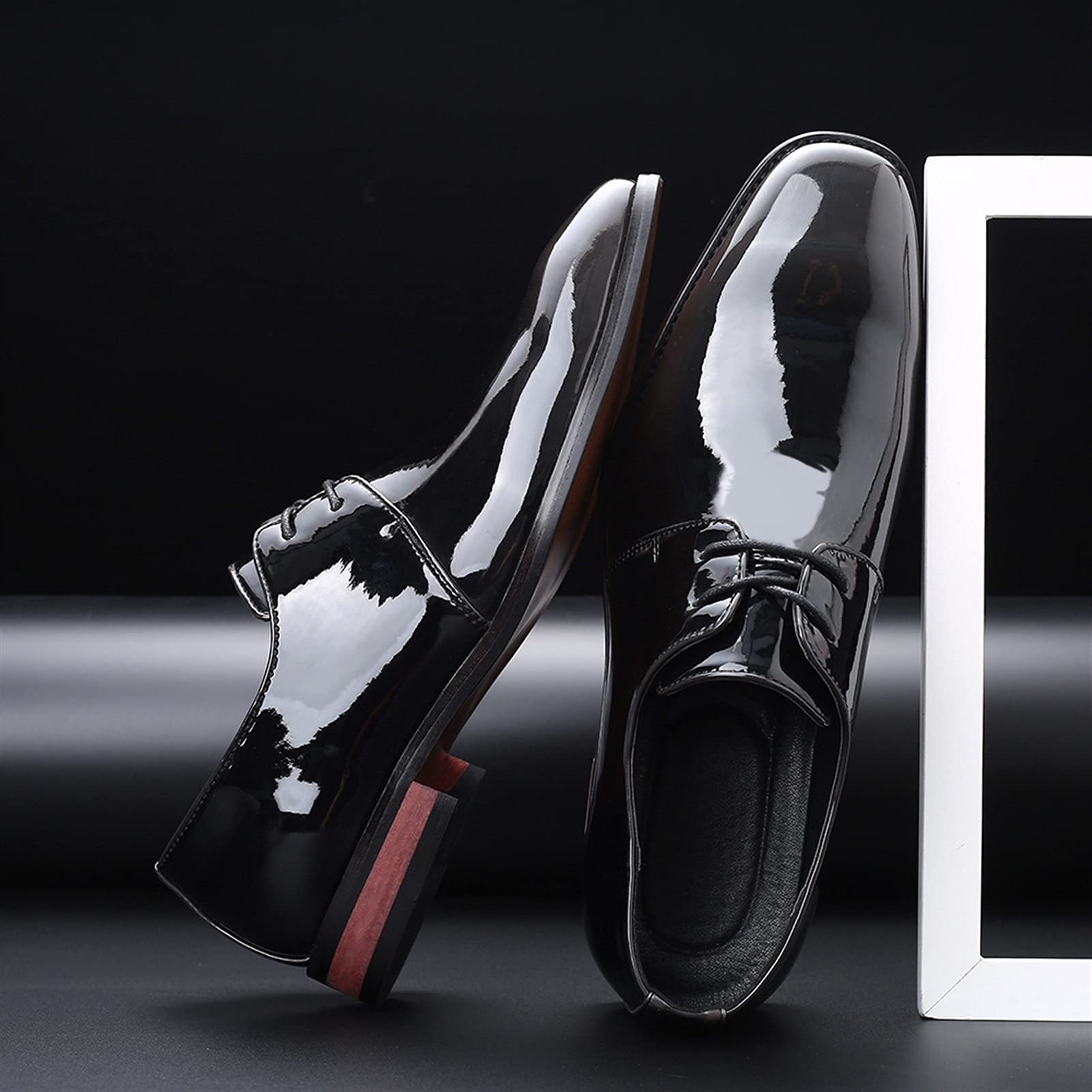Scarpe Eleganti da Uomo Scarpe Derby Stringate Punta Quadrata Pelle PU Suola in Gomma Antiscivolo Classico