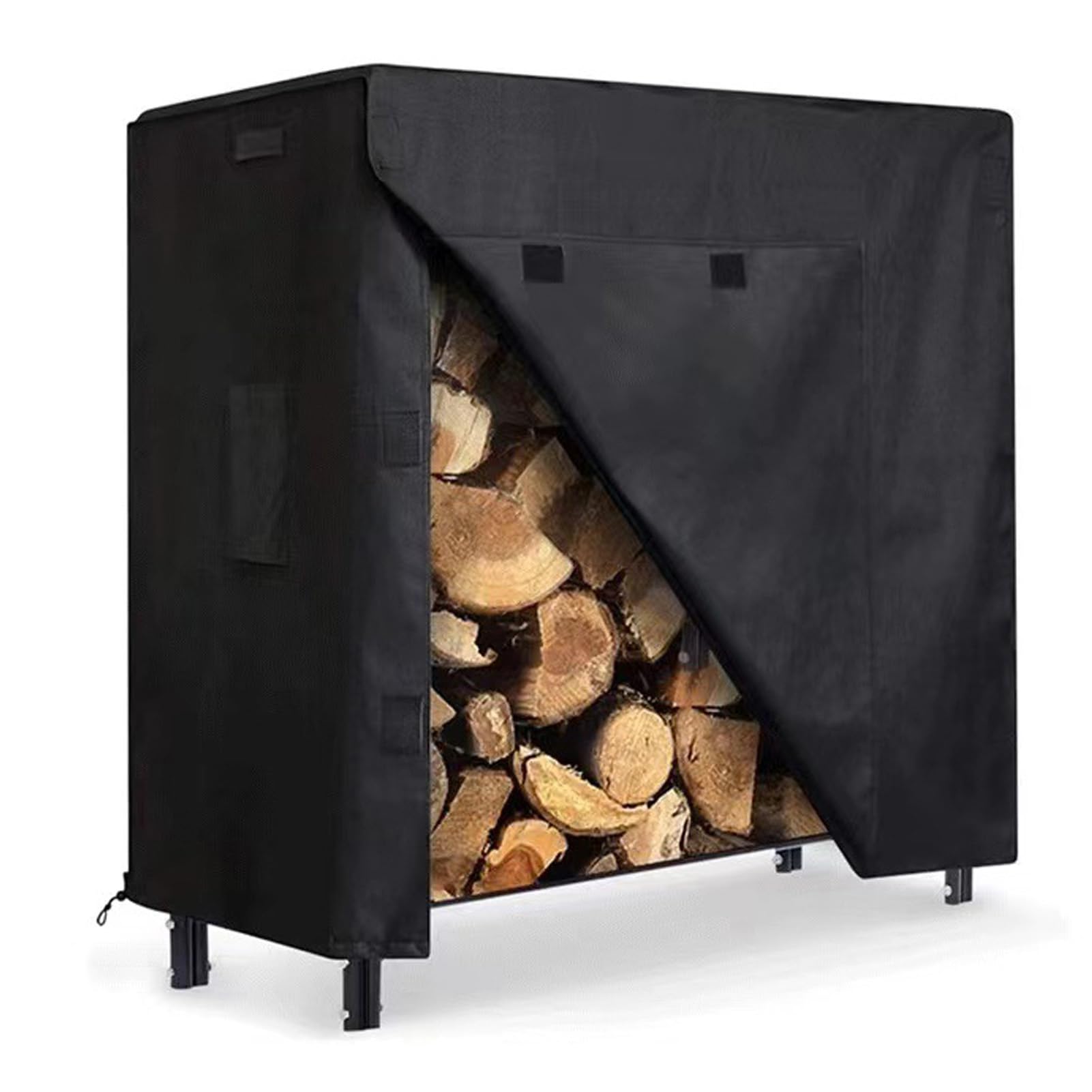 Mophrati A 210D Oxford Cloth Firewood Rack Cover For Outdoor Log Storage Oxfordcloth Wood Store For Logs Outside Storage Rack Cover, 4Ft:123 * 65 * 110Cm