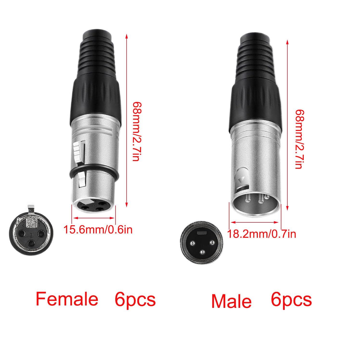 VISSQH 12 pcs 3 Pin XLR Connectors - Image 2