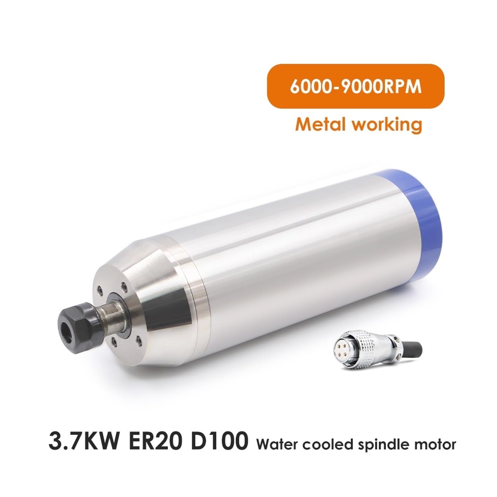 KACOME 3.7kw ER20 Metal Processing Spindle Motor 220v/380v 4000-9000rpm 300hz 4-Pole Water Cooling Suitable for Iron and Stainless Steel(380v)