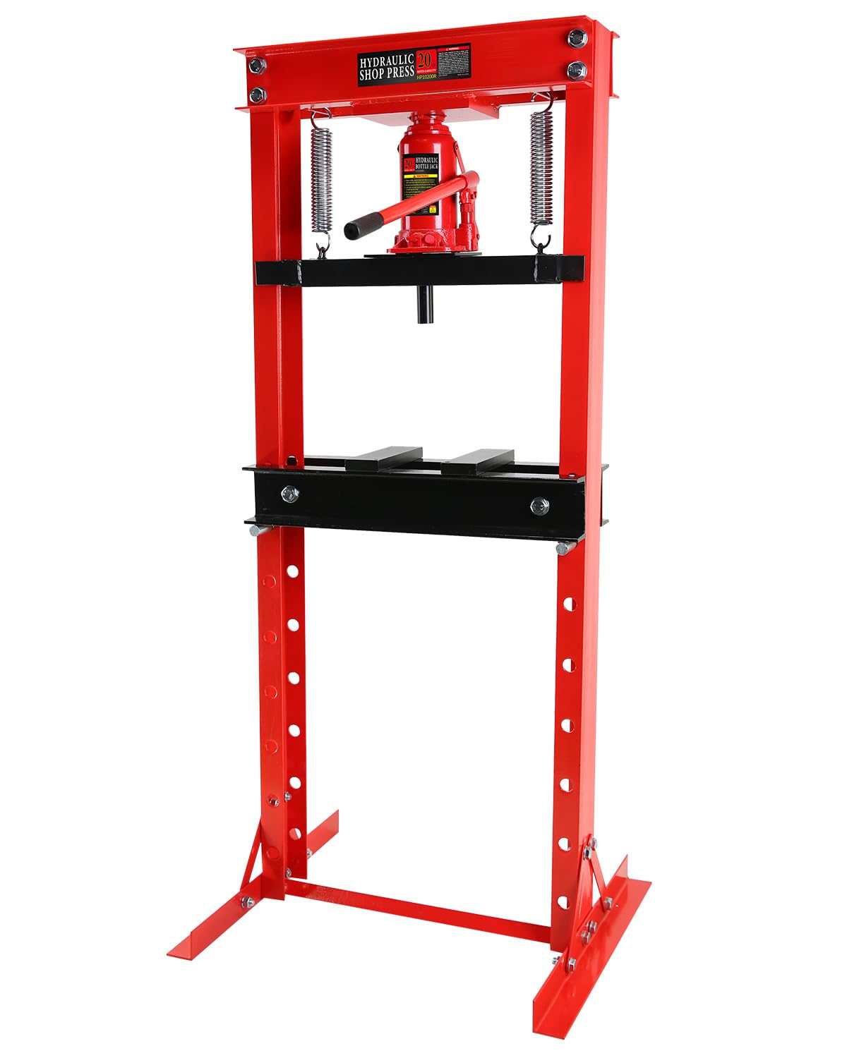 Hydraulic Press, 20 Ton H-Frame Garage Floor Adjustable Shop Press With Stamping Plates To Bend, Straighten, Or Press Parts, Install Bearings &amp; U-Joints