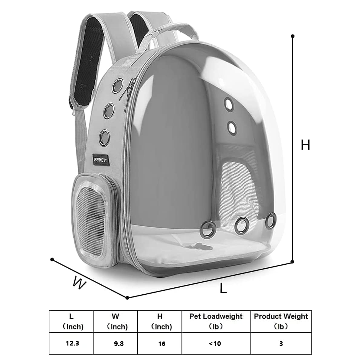 Katzenrucksack Tragetasche, Hunderucksack, Haustier-Rucksack für kleine Katzen, Welpen, Hunde, Hase, von Fluggesellschaften zugelassen, belüftet, transparenter Kapselrucksack für Reisen,