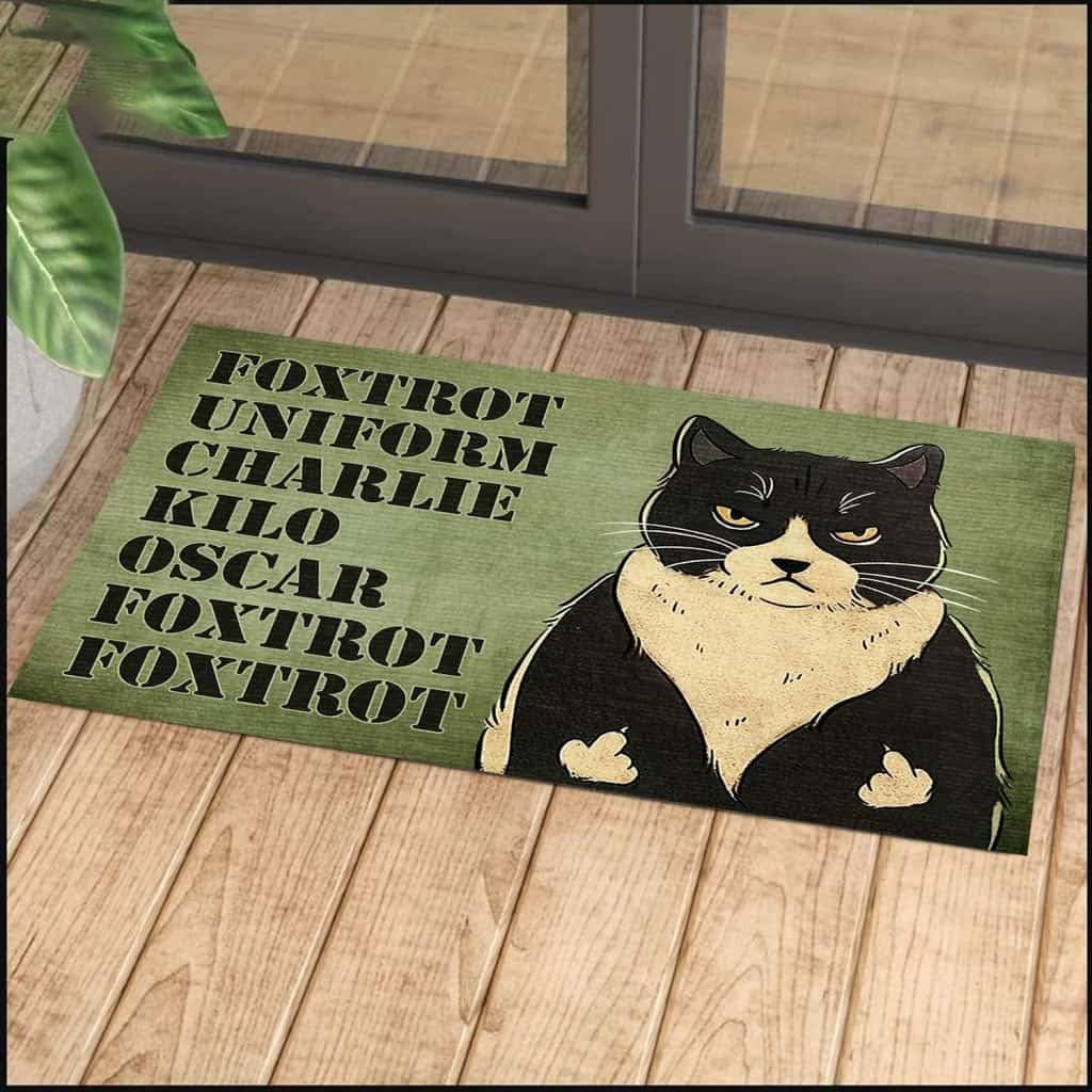 Paillasson extérieur entrée résistant tapis de porte Foxtrot Uniform Charlie Cat original