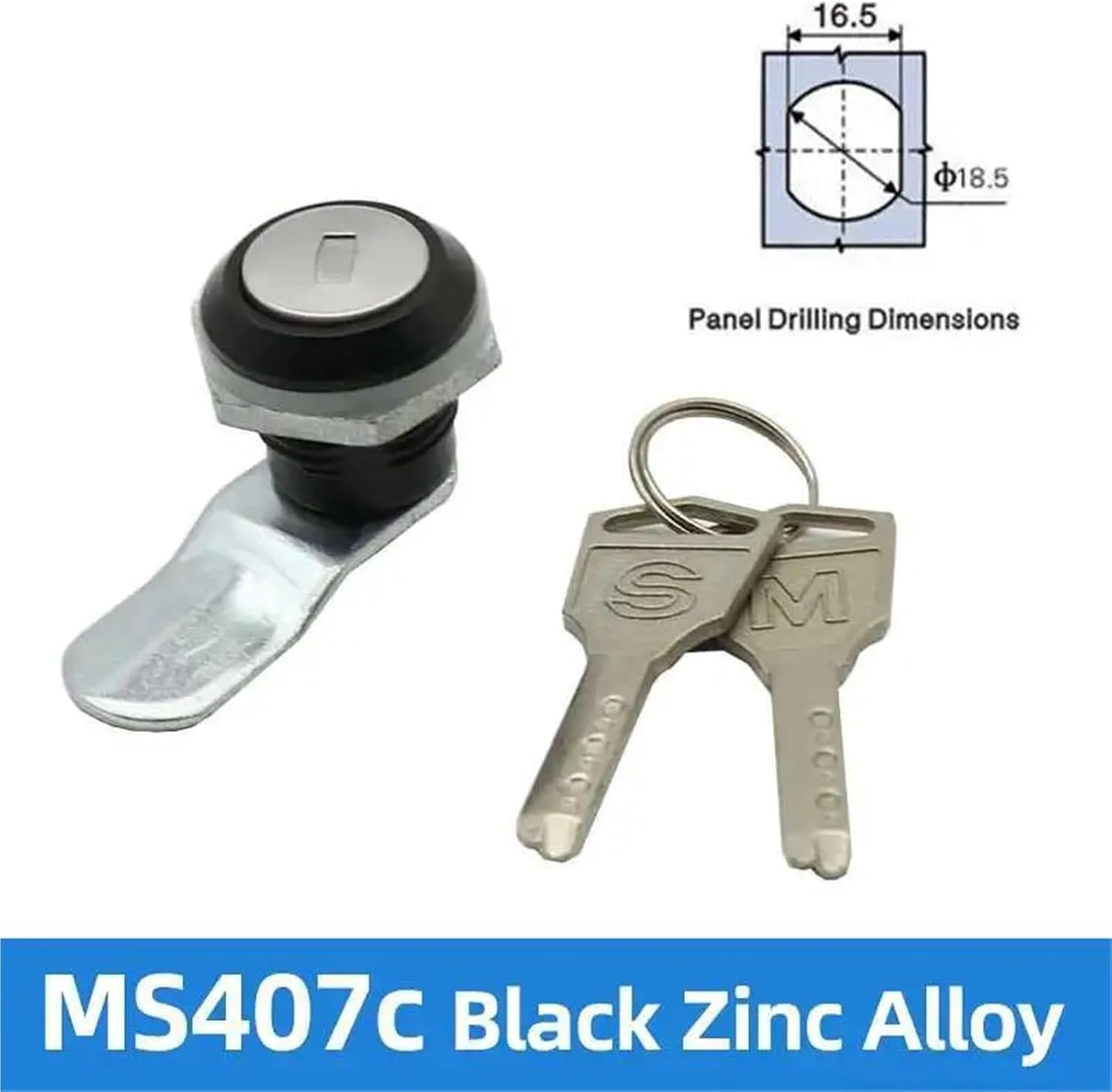 Cabinet Door Lock MS407 Black and White Rotating Tongue Cylindrical 1Pcs(MS407c Black)