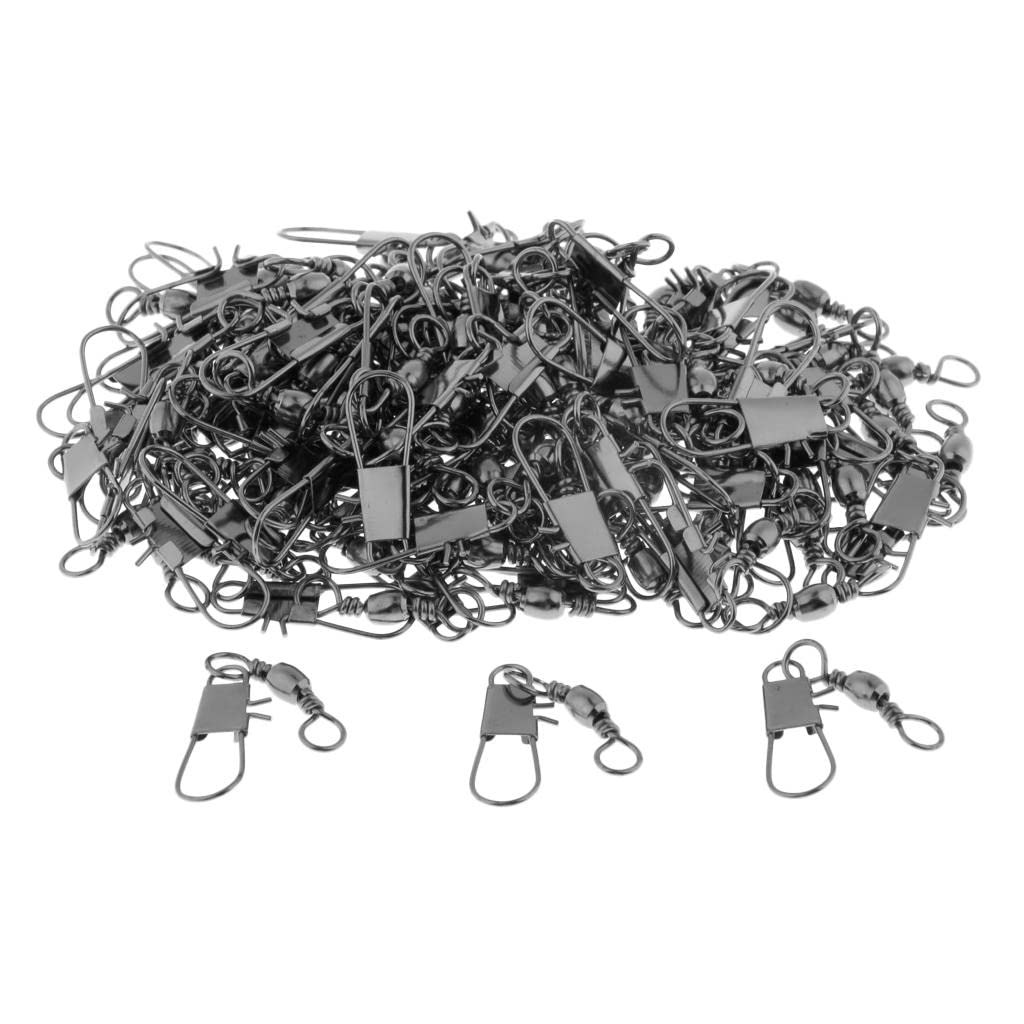 Lot de 100 émerillons de pêche avec connecteurs à pression 005, gris