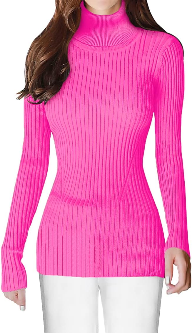 v28 Turtleneck Ribbed Sweaters for Women Cute Sexy Knitted Warm Fitted Sweater - Image 2