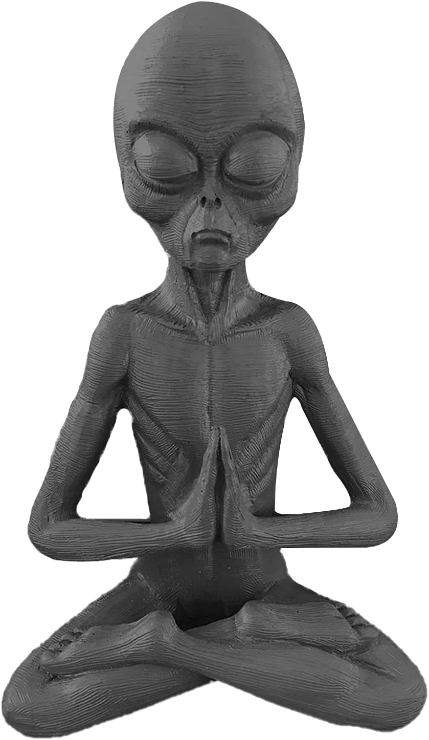 RahTune RaTune Meditating Alien Statue, Alien Resin