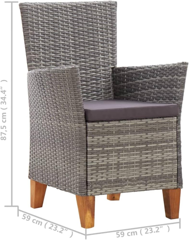 Patio Chairs 2 pcs with Cushions,Outdoor Couch,Outdoor Patio Furniture,Outdoor Dining Chairs,Armchair,Kitchen Chairs,Bistro Set,Lounge Chairs,for Patio,Garden, Poly Rattan Gray