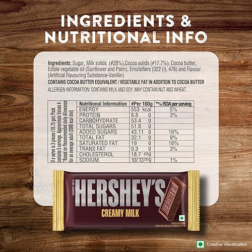 Image of HERSHEY'S Creamy Milk Bar | Delicious Chocolatey Delight |100Gram | Pack of 3