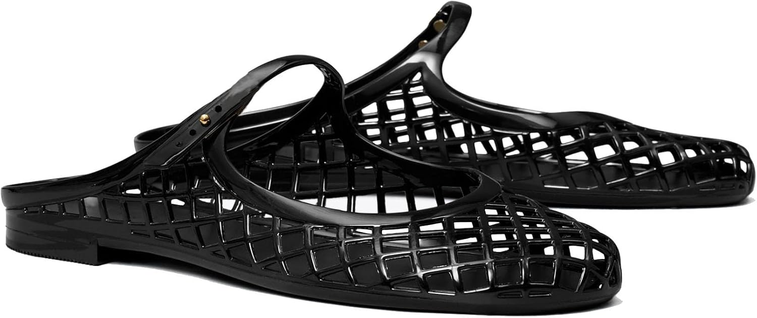 Mary Jane Jelly Mesh Hollow Flat Sandals for Women Closed Round Toe Ankle Strap Jellies Sandals Casual Summer Beach Jelly Flat Shoes