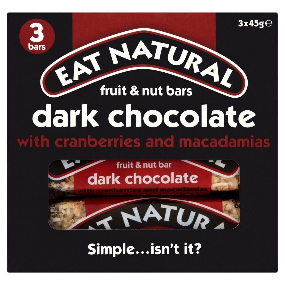 Eat Natural Cioccolato Fondente Con Mirtilli Rossi E Macadamia Bar (3X45g) (Confezione da 6)