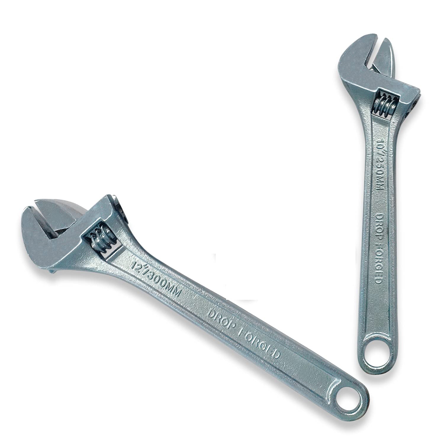 Rely+ Set of 2 Adjustable Wrench Set, Drop Forged Heat Treated Chrome Vanadium Steel (10",12")