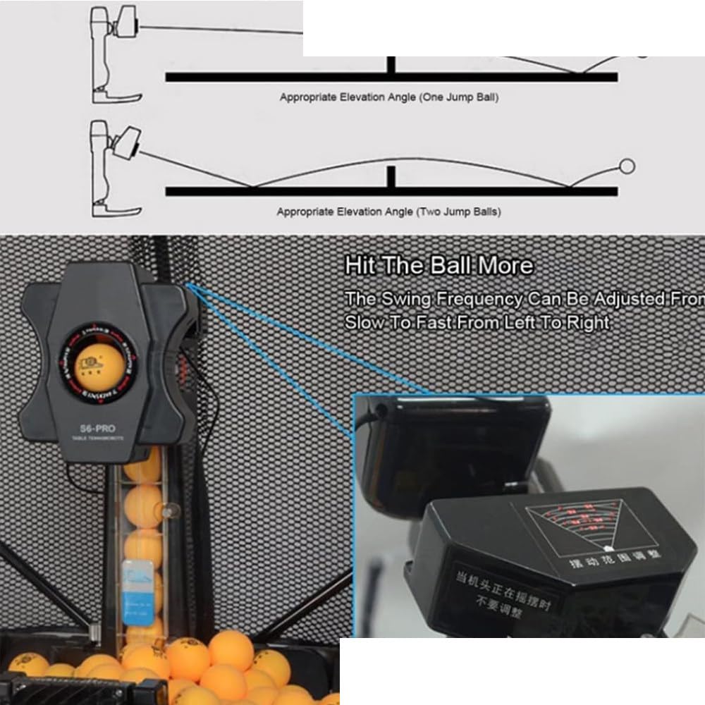 Robot Ping Pong,palline ping pong,50W Macchina Automatica per Palline Ping Pong,100 palline+2 ruote ricambio+retino raccogli palline+telecomando+asta porta-retino+Può contenere 300 palline