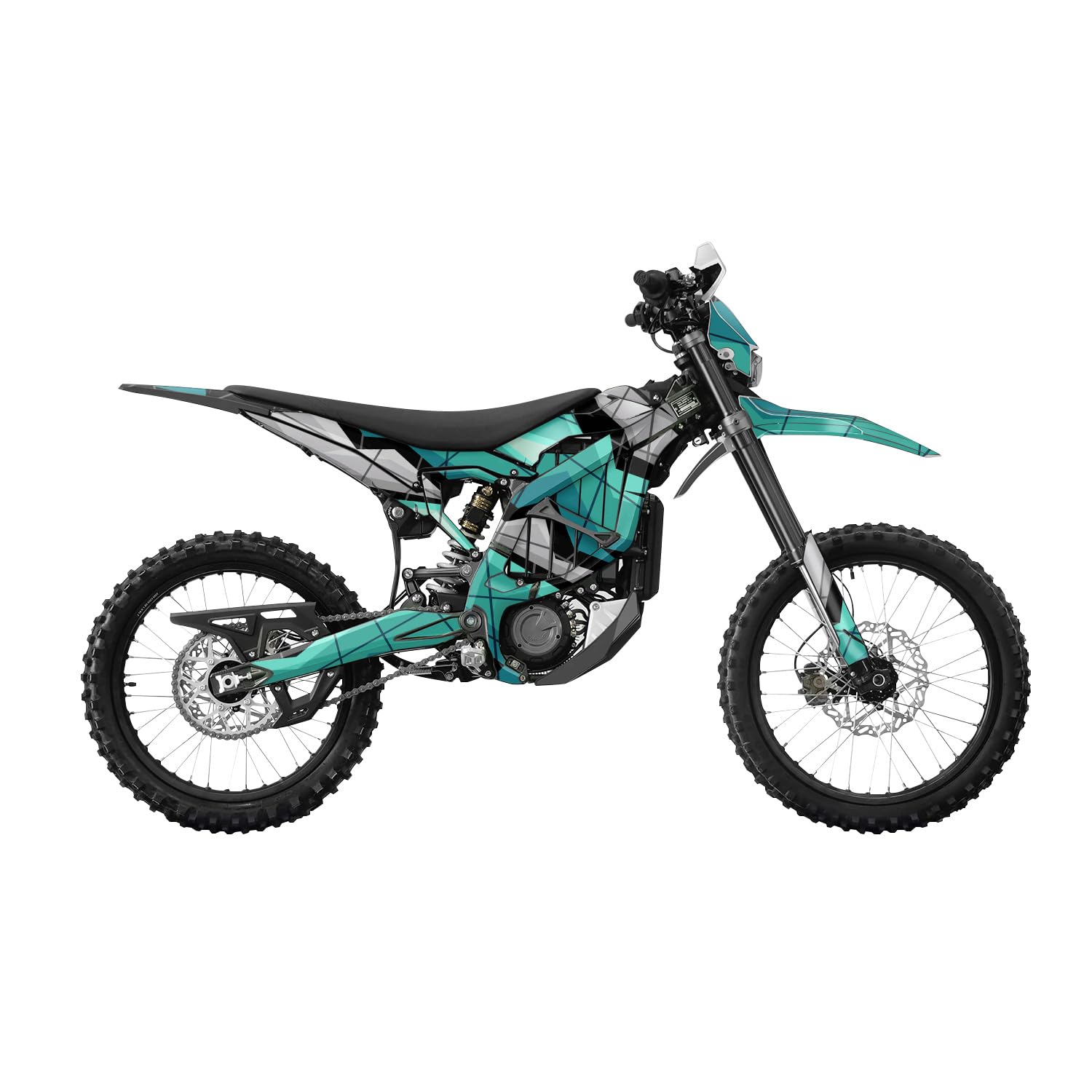 Surron Ultra Bee Graphics Kit Wrap - Polygon Grunge Cyan - Sur-Ron Skin - Premium 3M Vinyl Protective Wrap Decal Cover - Easy to Apply | Crafted in The USA by MightySkins
