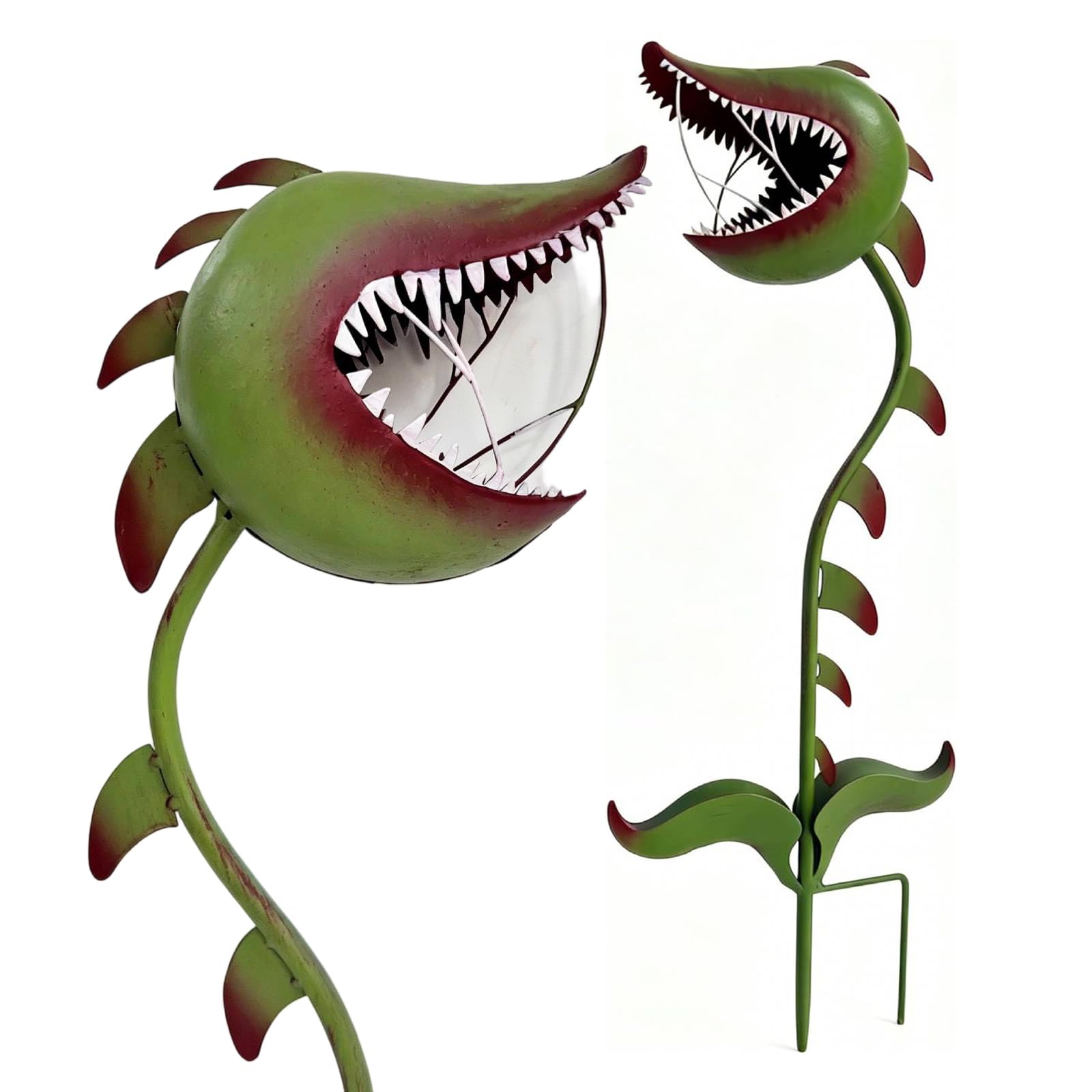 21.65Inch Whimsical Metal Carnivorous Plant Garden Stake Handmade Iron Venus Flytrap Yard Art Whimsical Flower Outdoor Sculpture Yard Art for Flower Beds Patios & Planters