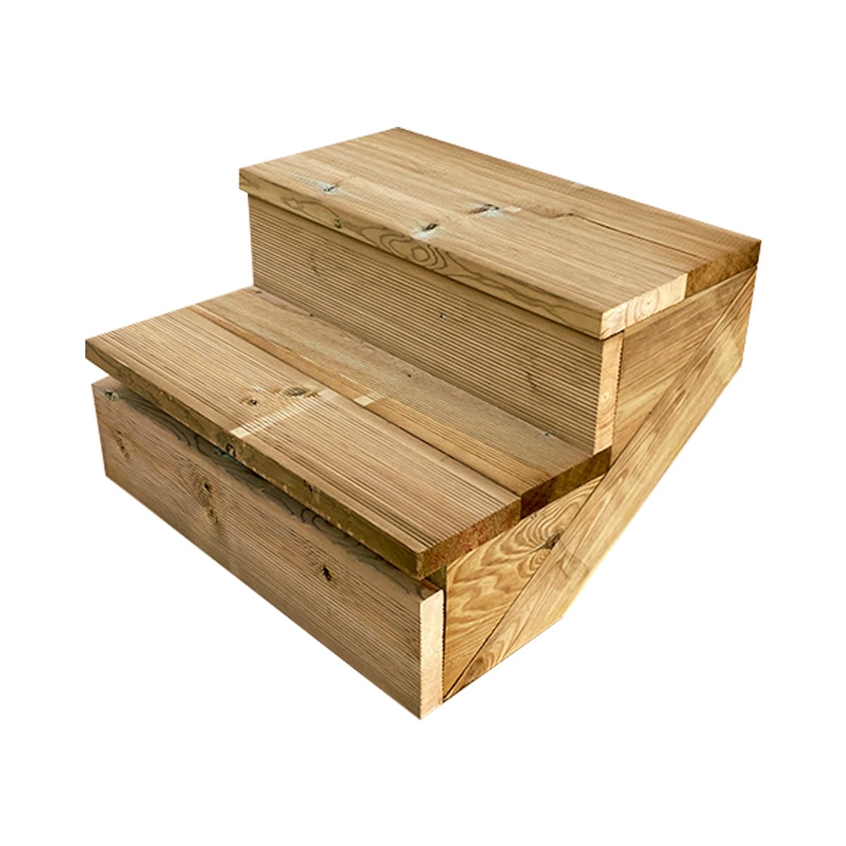 Vinuovo- Escalier extérieur Bois - Berlin - 2 Marches H 37 cm - avec Contre-​marches, Largeur 60 cm - Vinuovo- Escalier en kit, en Bois Autoclave. pour Jardin. Balcon et Terrasse