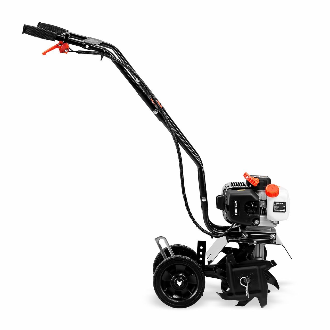 FUXTEC Ackerfräse FX-AF152 – Motorhacke, Bodenfräse mit 2 Takt Motor und 23 cm Breite, einem 51,6 ccm Hubraum, 2 Fräswerkzeuge mit einer Höhe von 70mm - netto Gewicht von 14 Kg