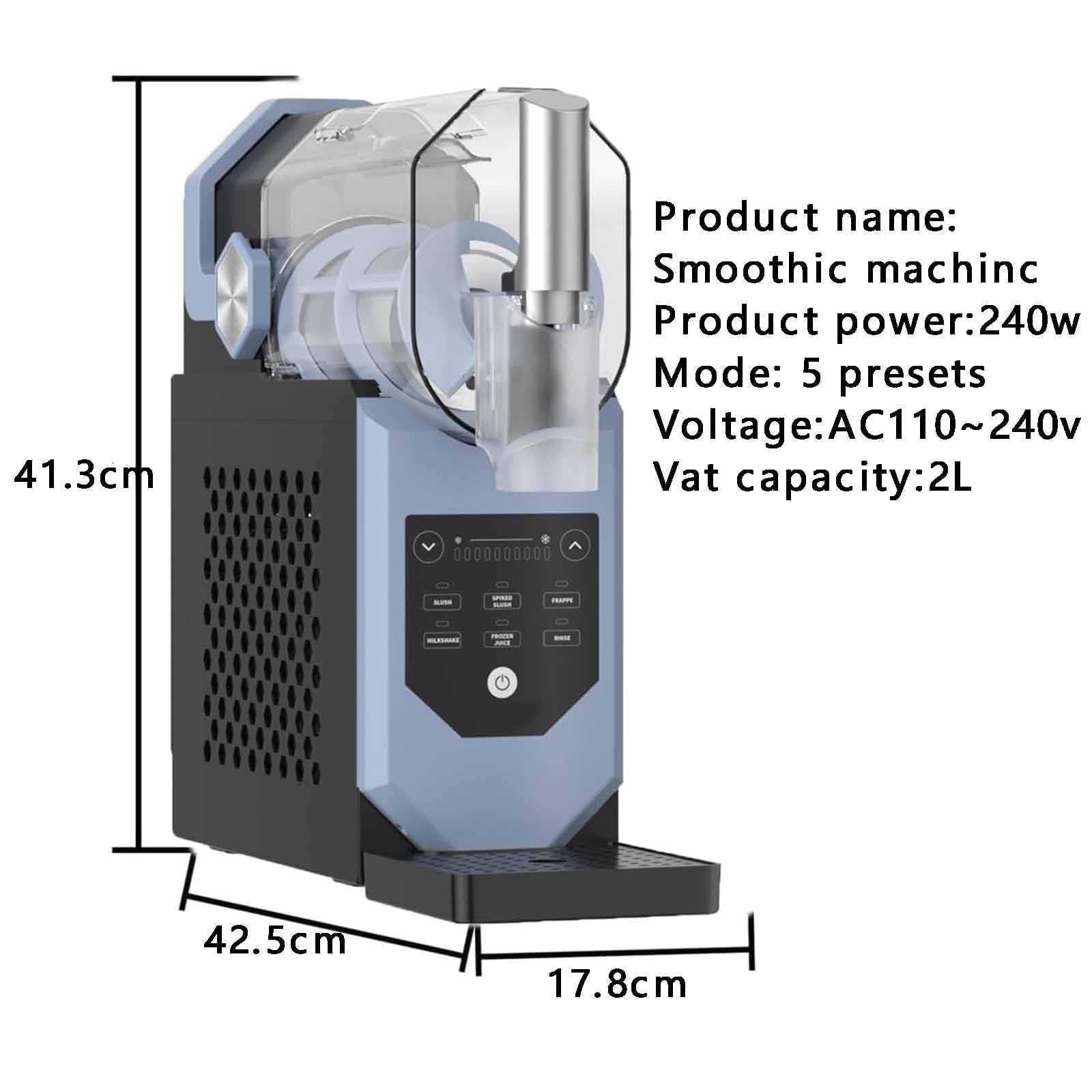 Granizadora De Hielo,Trituradora De Hielo Eléctrica con 5 Programas Preestablecidos,Gran Capacidad 2,0 L Y Tecnología De Congelación Rápida En 360°,para Frappés,Batidos,Cócteles,Vino