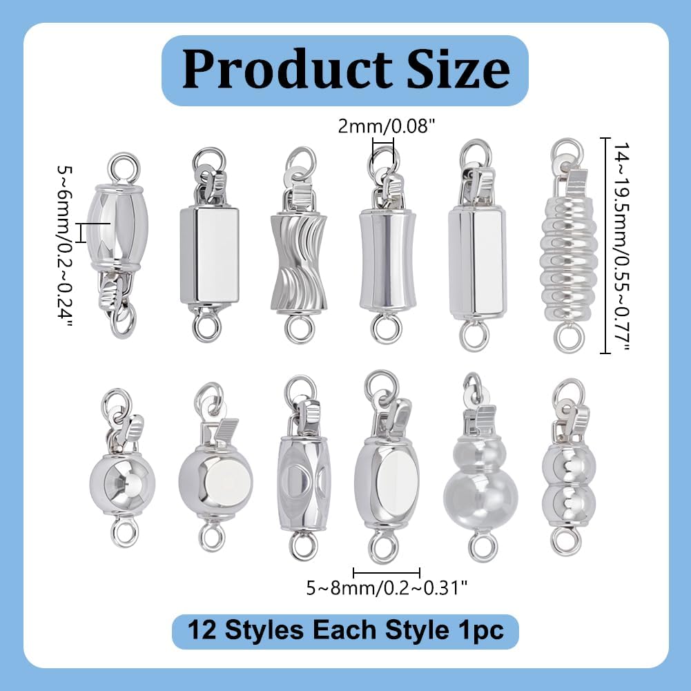 arricraft 12 Pcs Brass Filigree Box Clasps, Platinum Plated Single Strand Jewelry Slide Clasps Bulk for Necklace Bracelet Connectors DIY Jewelry Findings Accessories - Image 2