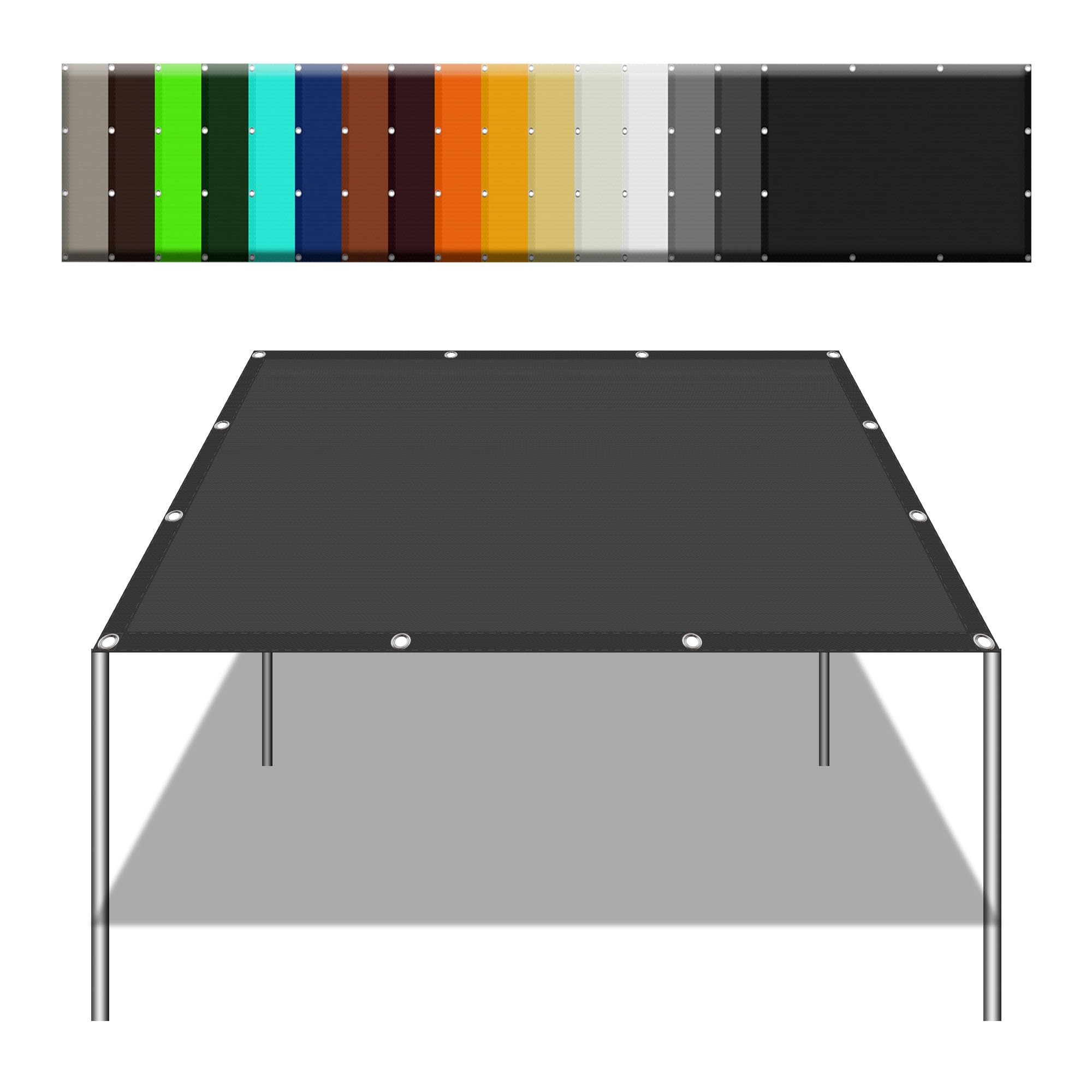 Auvent d'auvent anti UV et vent 2x5m, voile protection solaire oeillets terrasse