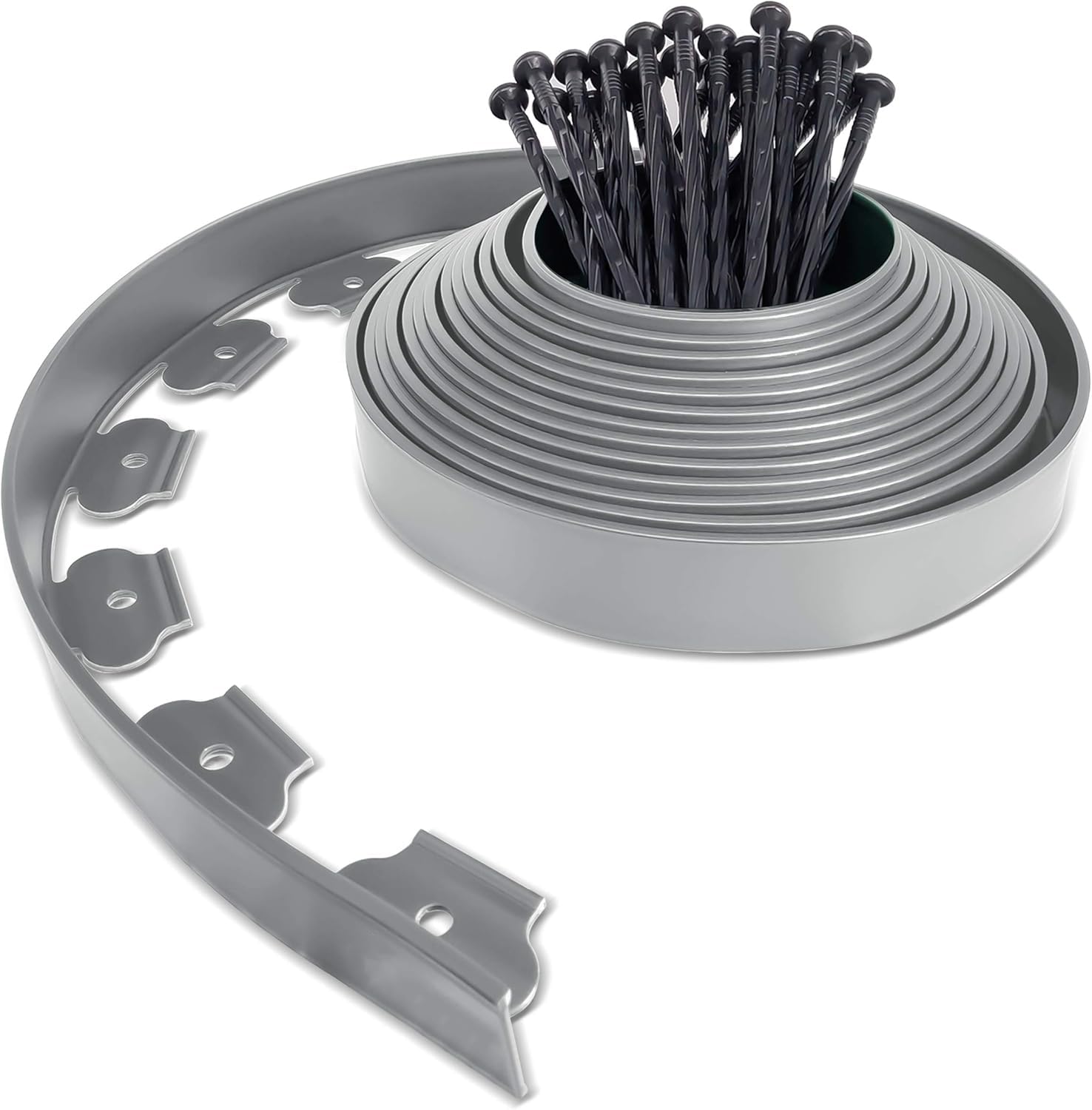 Borde de Paisaje de 6 cm de Altura x 10 M con 30 estacas de Anclaje, Kit de Bordes de Borde de jardín, Borde de plástico Flexible para jardín, macizos de Flores, césped, Patio, pavimentadora — view 8