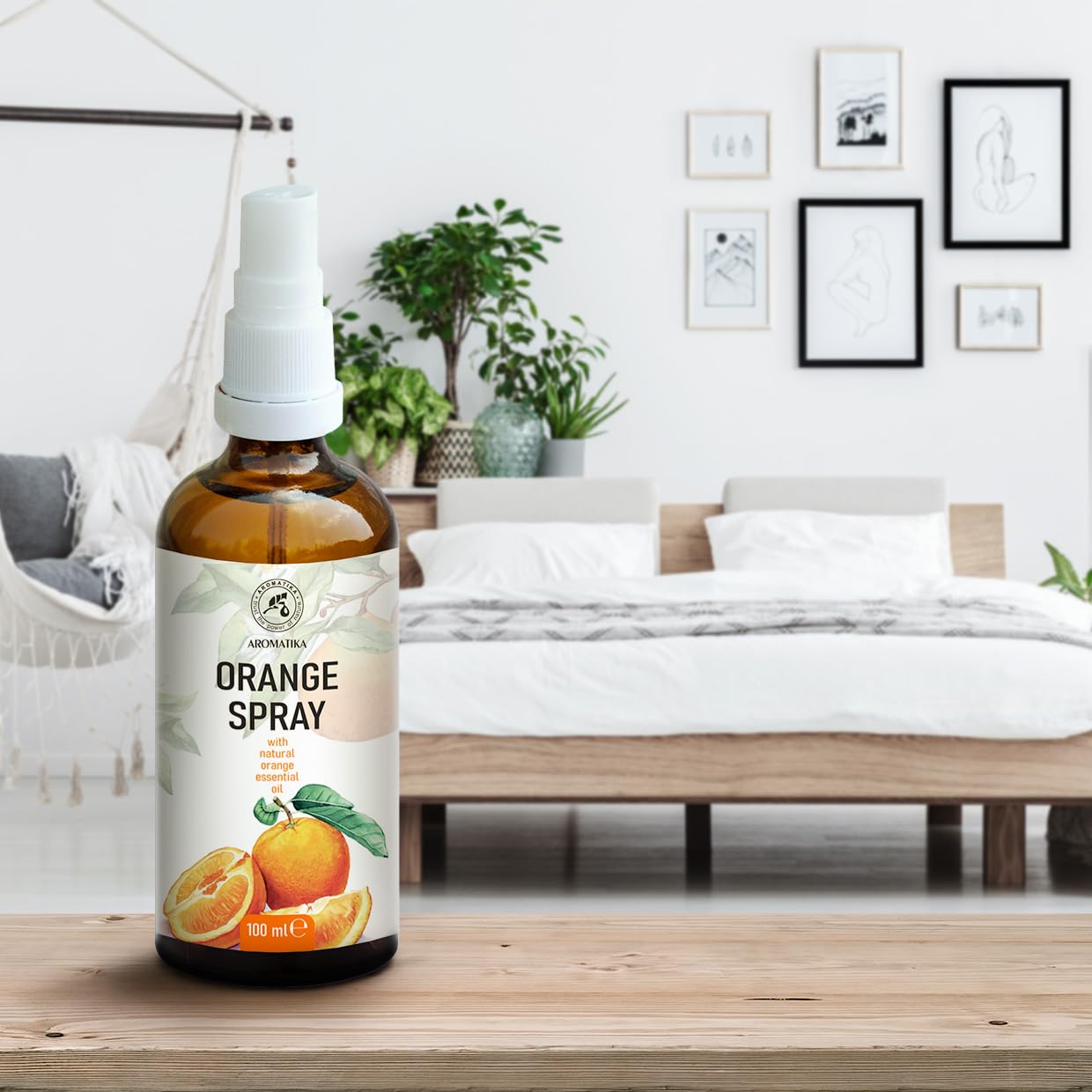 Sweet Orange Spray with Natural Sweet Orange Essential Oil 100ml - Room Mist - Air Freshener - Summer Scent - Great for Yoga - Pillow & Linen Spray - Relaxation - Good Mood