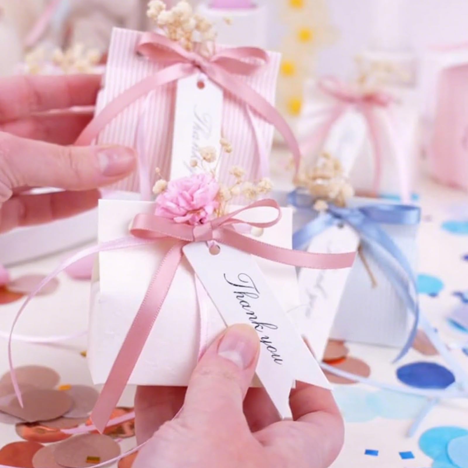 G2PLUS Baby Pink Satin Ribbons 10mm: Thick Fabric Gift Wrap Ribbons for Crafting, Party Decoration, 22m — view 5