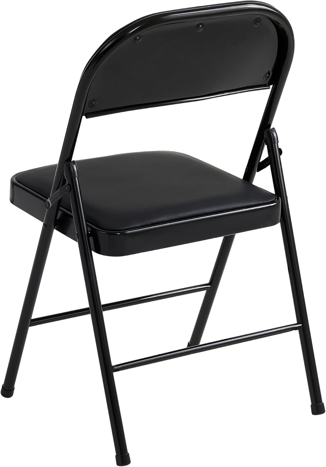 mcc direct Klappstuhl 4er Set, Kunstleder Klappstuhl mit Metallrahmen und gepolstertem Sitz, einfach zu Falten und aufzubewahren für Zuhause, Büro, Esszimmer und Empfang (Schwarz)