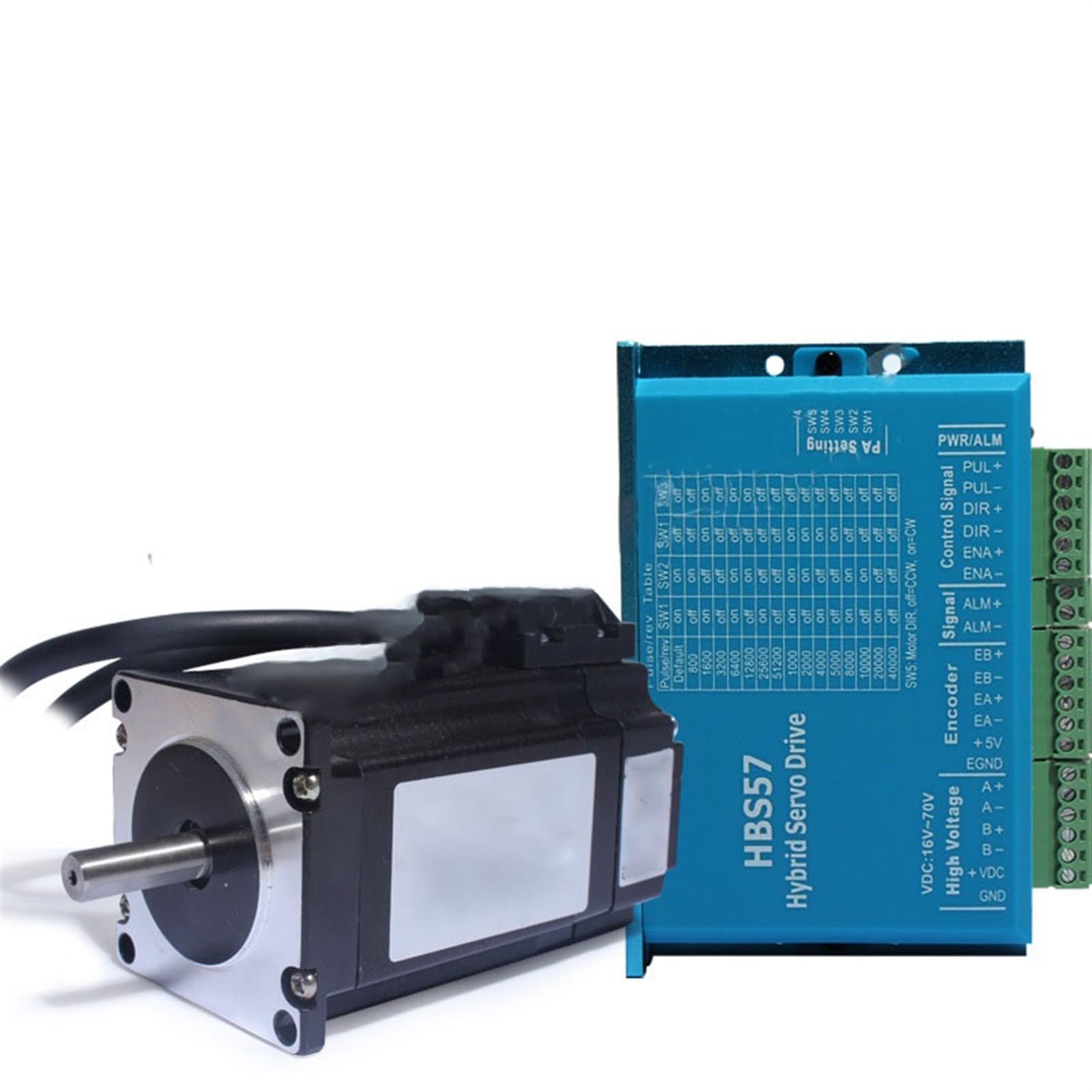GTPBAO Servo-CNC Nema 23 Schrittmotor 57 Typ Hybrid-Servotreiber 2,2 Nm 2 Phase 8 mm Welle 57HSE2.2N Schrittmotor mit geschlossenem Regelkreis HBS57 Treiber Industrie-Controller (Size : Set-1)