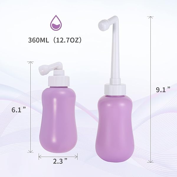 GOLDEN DEER Peri Bottle for Postpartum Care for Perineal Recovery and Cleansing After Birth 12.7 OZ Color: Purple in use