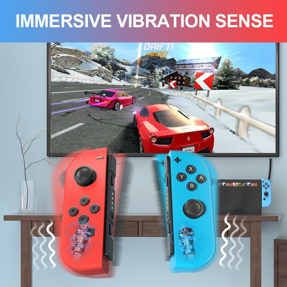 Générique Manette Switch L/R Travailler avec la console de Switch/Lite/OLED, Manette sans fil prend en charge la double vibration, le gyro à 6 axes, le réveil-Red - 5