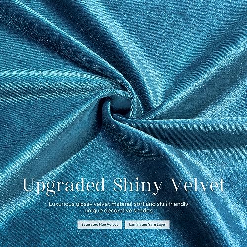 Phantoscope Pack of 2 Velvet Decorative Throw Pillow Covers Soft Solid Square Cushion Case for Couch Shiny Blue 20 x 20 inches 50 x 50 cm