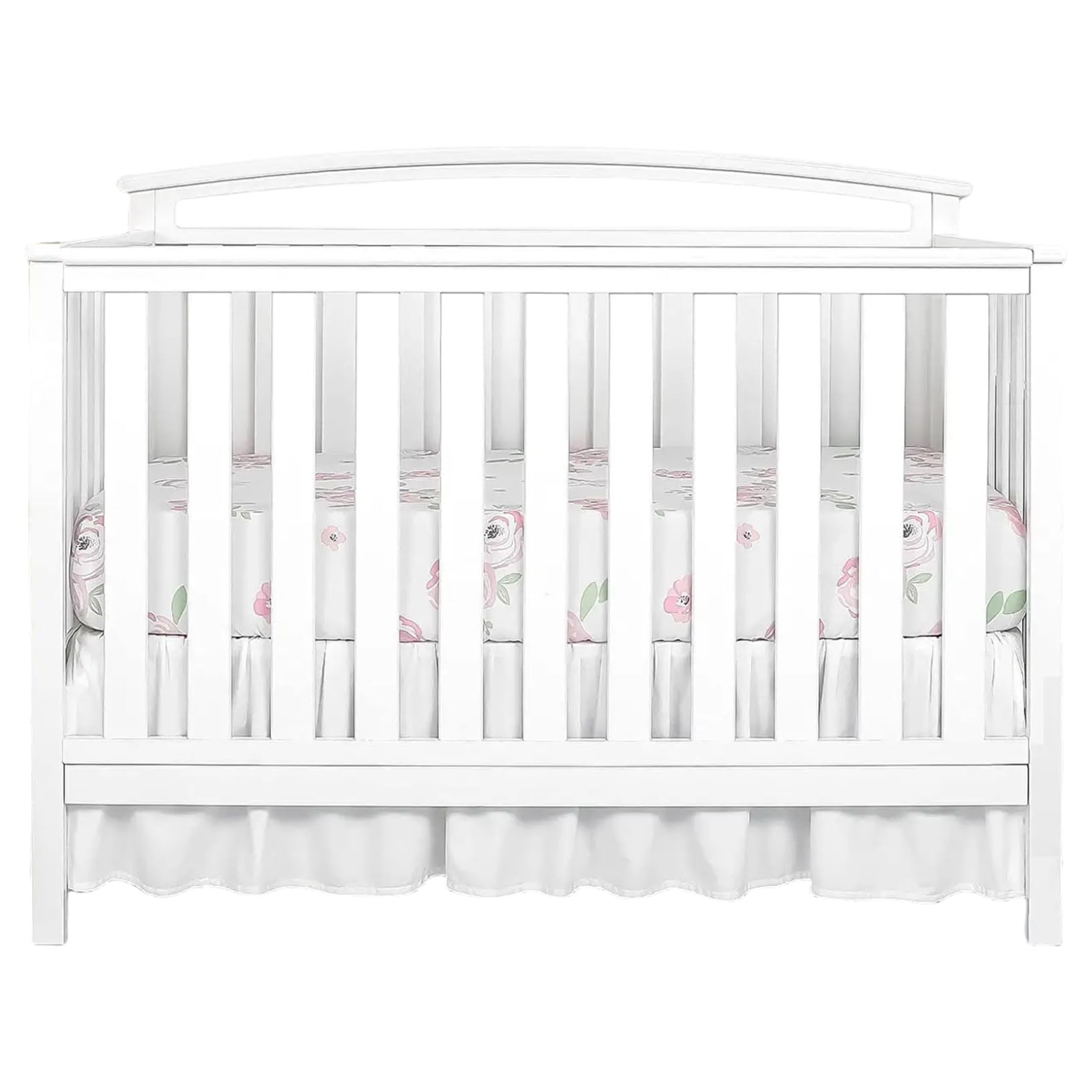 SMELEYOU Crib Skirt for Baby Boys Girls Bohemian White Crib Bed Skirt Chic Vintage Nursery Decor