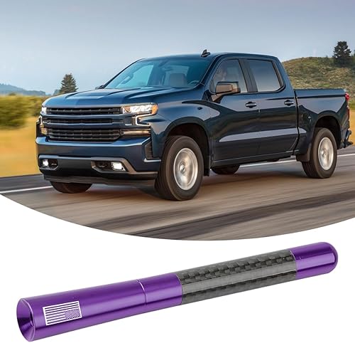 Vista 51 de BESULEN Antena corta para automóvil, antena de radio de aluminio de fibra de carbono de 4.7 pulgadas con bandera estadounidense para recepción