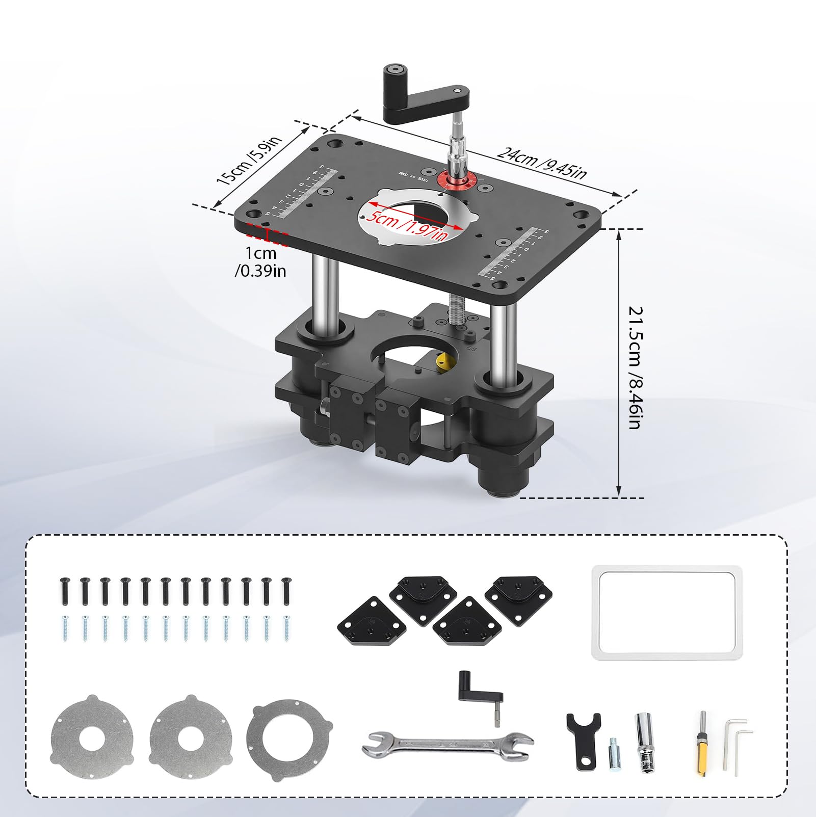 Oberfräsenhebetisch, Trimmen Maschine Invertiert Hubtisch Frästisch | Router Tisch Lift Kit,Trimmmaschine Inverted Lifting Table Router Lift, Holzbearbeitung, 65mm, für RT0700C/RT0702C/DRT50