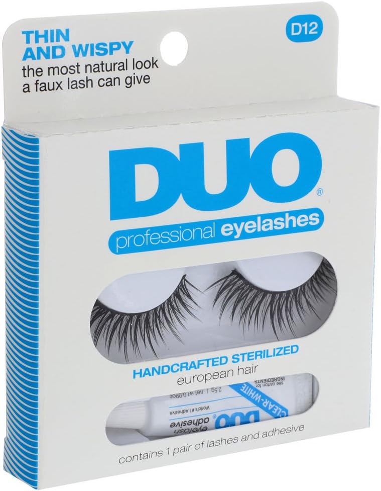 Duo Professional Eyelashes with Adhesive D12 Thin and Wispy