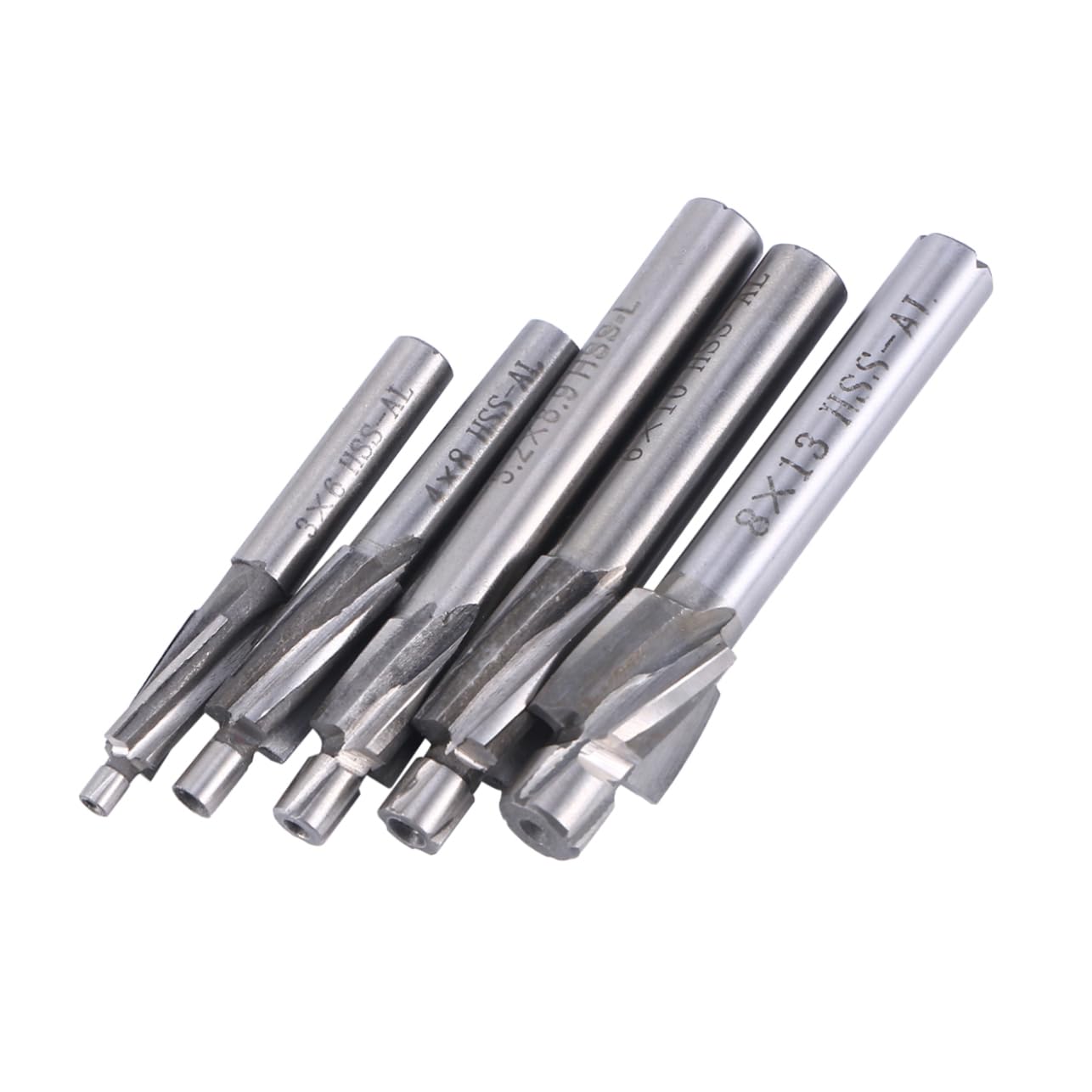 5Pcs Straight End Mill Cutter Drill Bit Silver for Steel Machining