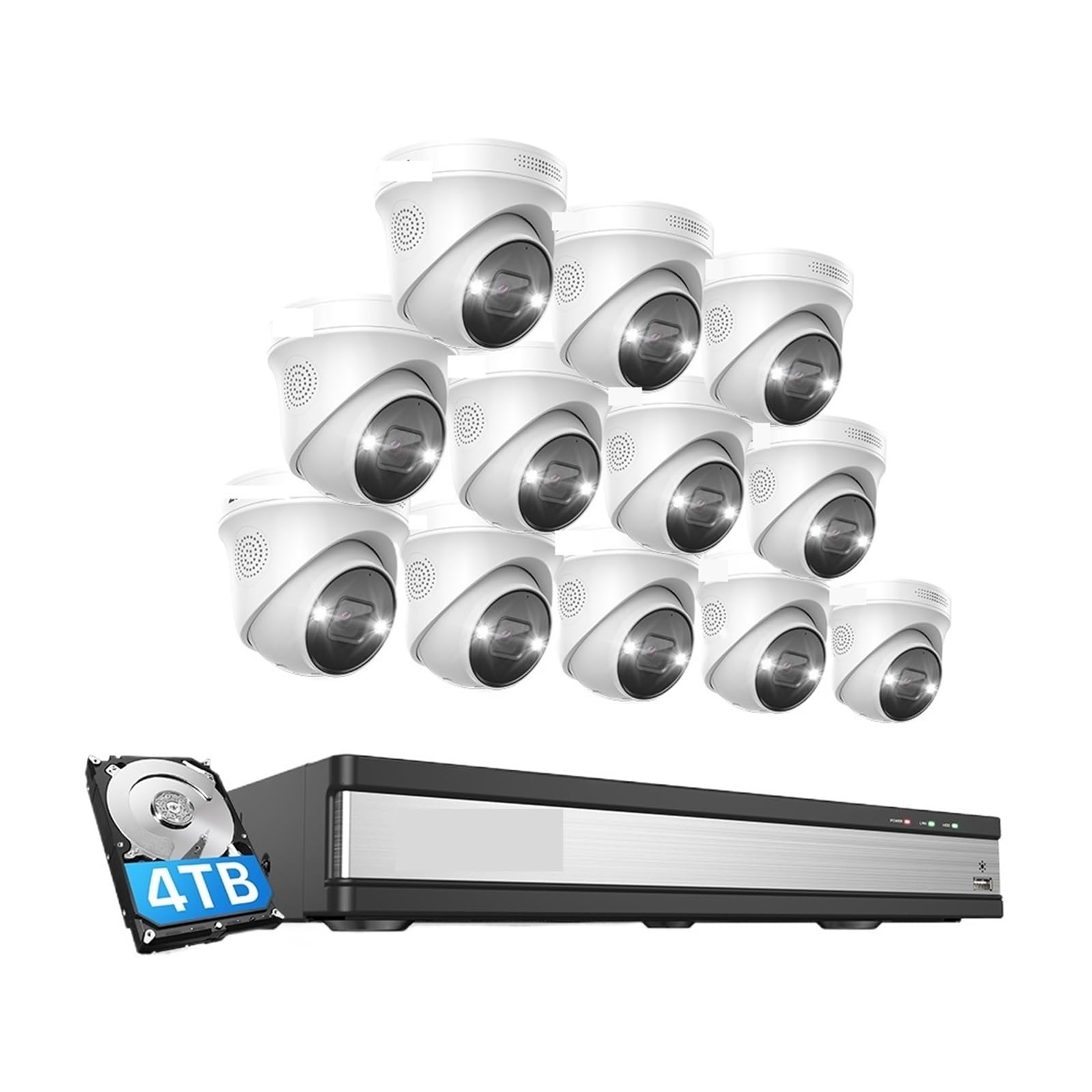 De Cámaras Seguridad PoE 16 Canales Y 5 MP con Detección Personas Vehículos, Grabador NVR CCTV 4K 8, Kit IP Vigilancia(16CH 12pcs 5MP Cams)