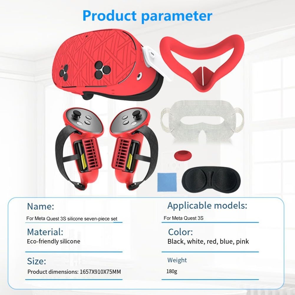 Soluzione di protezione completa per Meta For Quest 3s Set di cover in silicone con accessori essenziali (bianco)