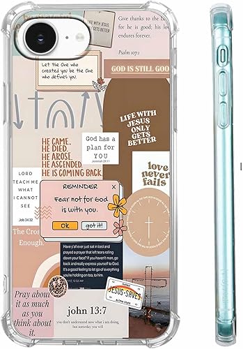 Miniatura 27 de Cubierta de Teléfono con Versículos de la Biblia y Citas Cristianas de Jesús en Collage, Funda Protectora Suave de TPU de Moda para iPhone 16 Pro,