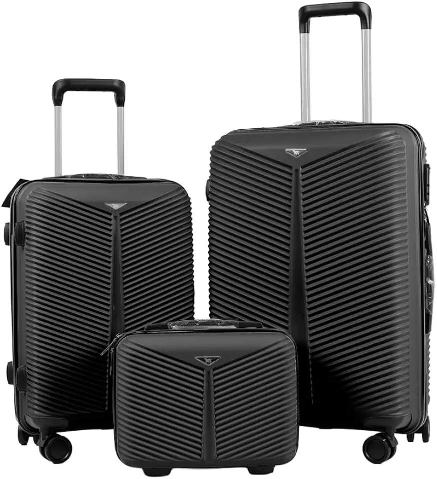 Kit 3 Mala e Frasqueira De Viagem 14 20 24 Polegadas 10Kg e 23Kg Bordo Despacho P4 (Preto)