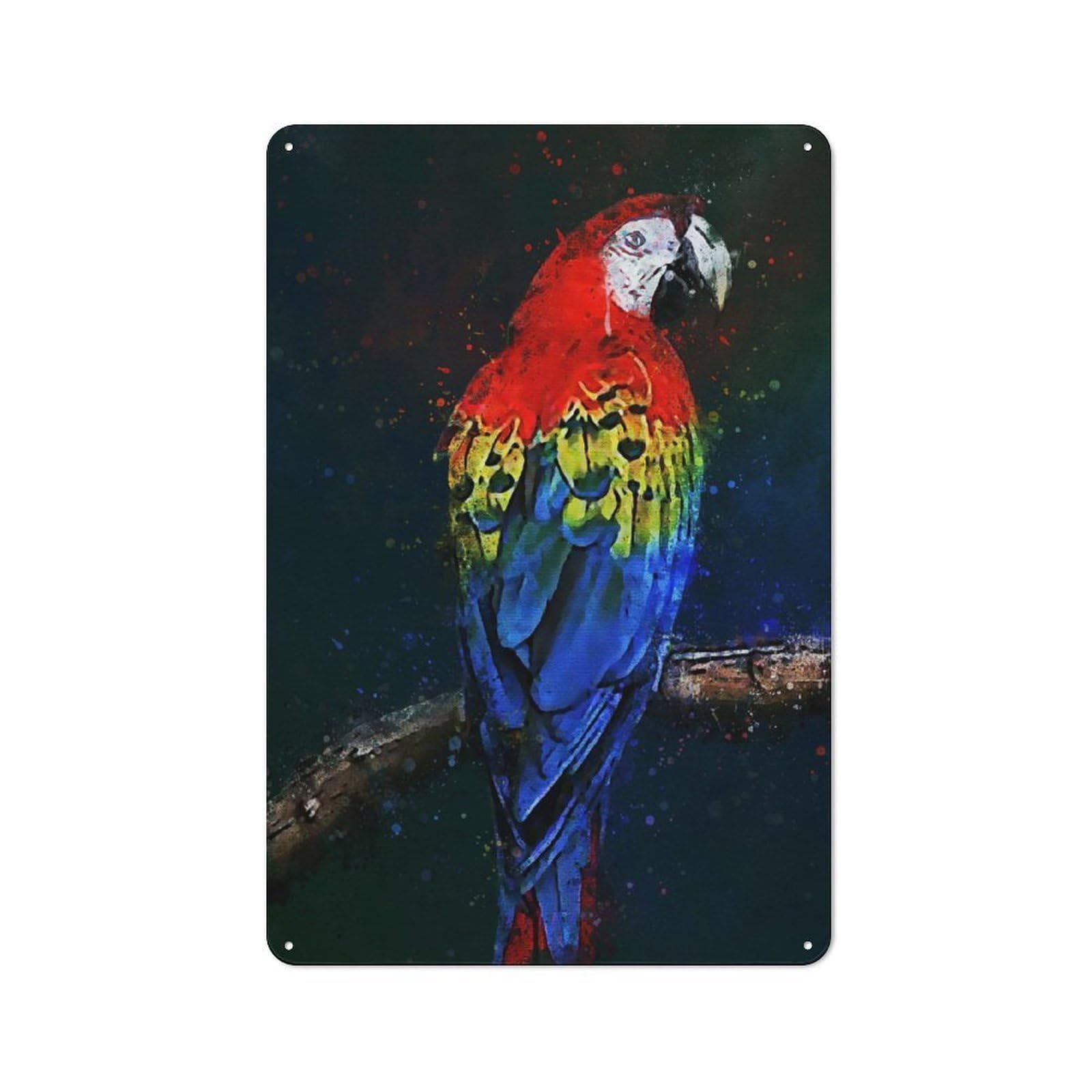 Nostalgic Decorative Tin Plaque 30x20cm Featuring Red Parrots, Classic Pub Decor for Cafe, Pub, Workshop Or Home Bar